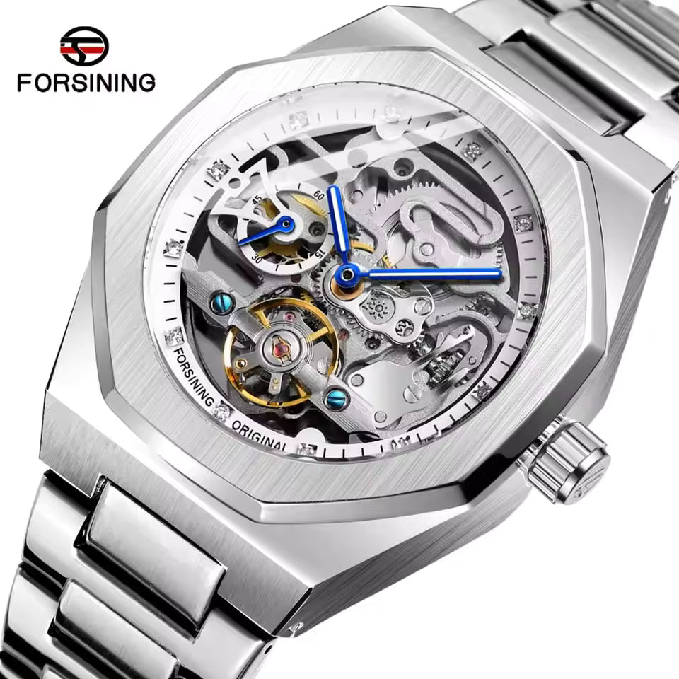 Men's Luxury Skeleton Watch – Automatic Steel