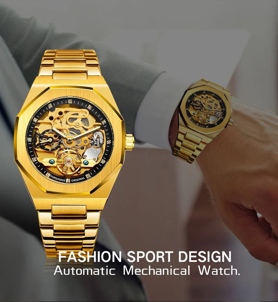 Men's Luxury Skeleton Watch – Automatic Steel