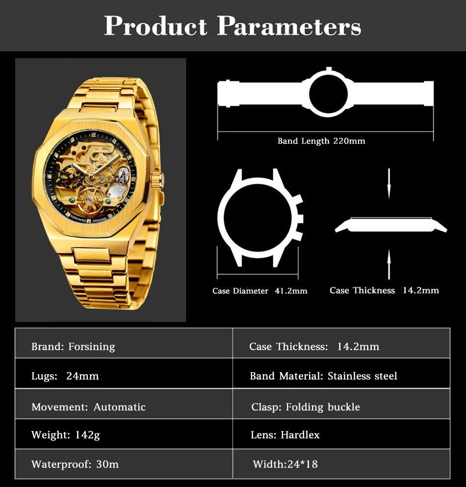 Men's Luxury Skeleton Watch – Automatic Steel