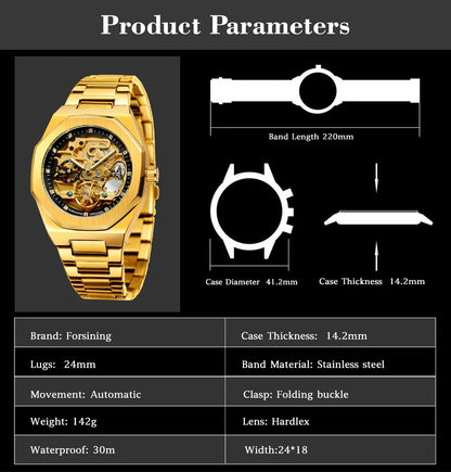 Men's Luxury Skeleton Watch – Automatic Steel