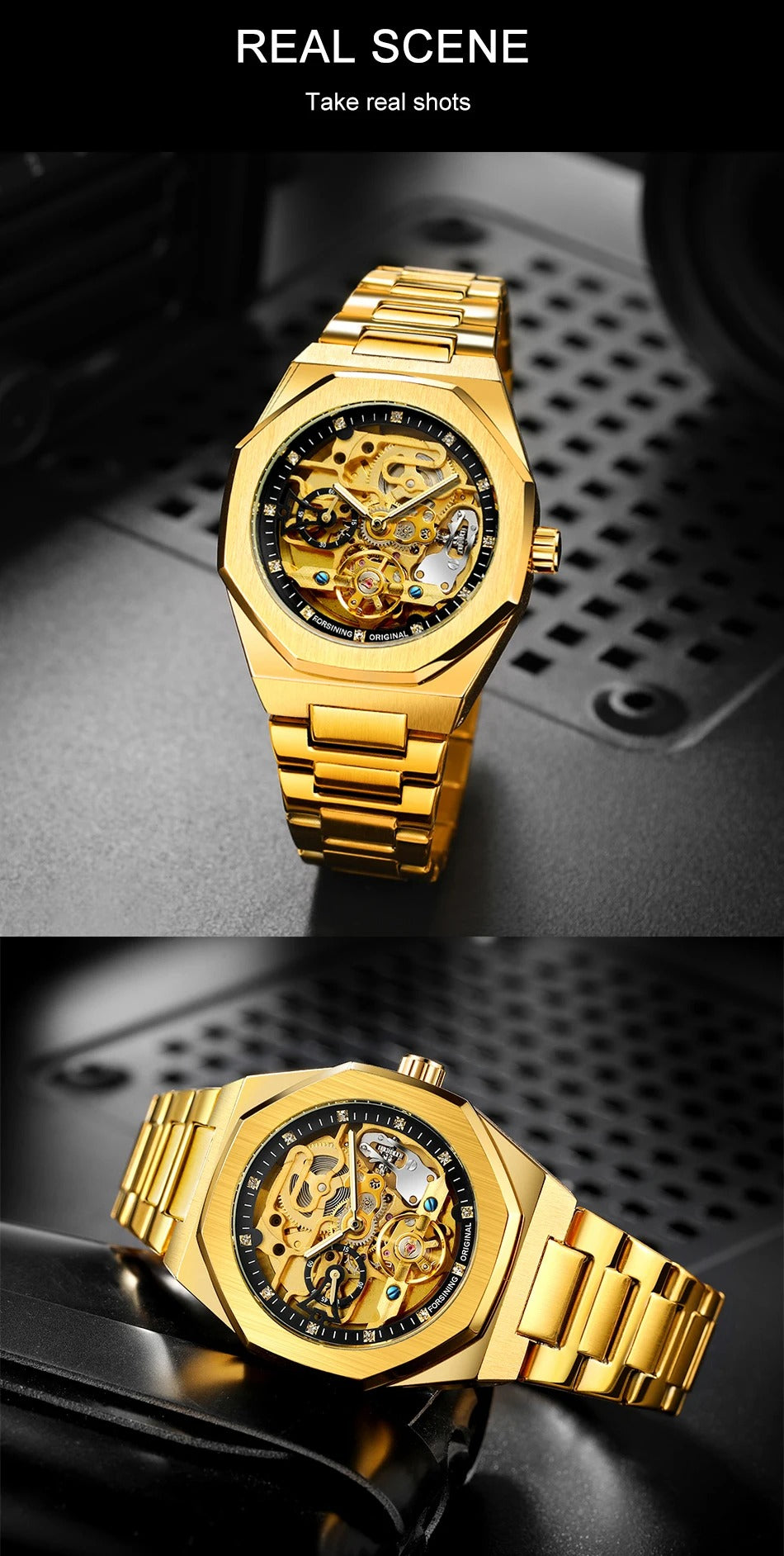 Men's Luxury Skeleton Watch – Automatic Steel