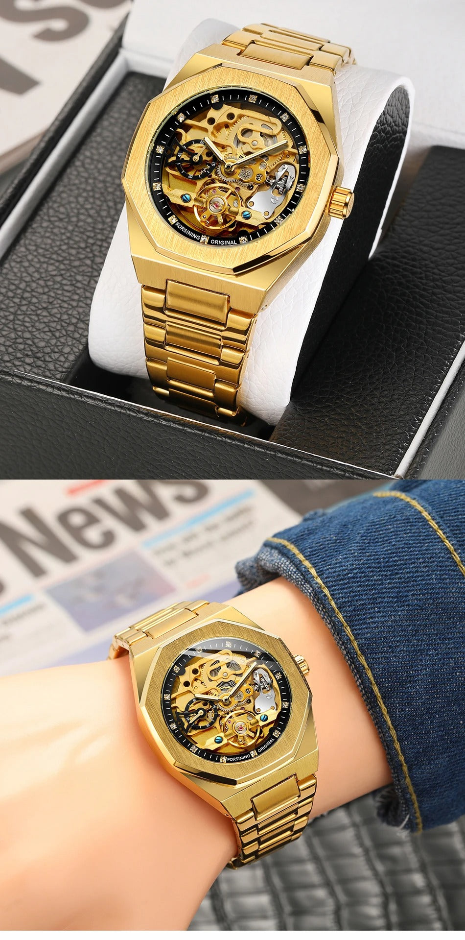 Men's Luxury Skeleton Watch – Automatic Steel