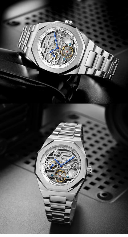 Men's Luxury Skeleton Watch – Automatic Steel