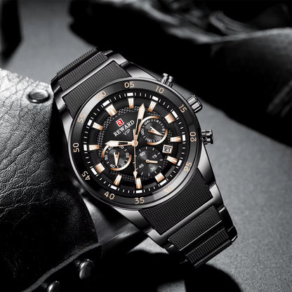 Men's Gold Quartz Watch – Luxury Analog Edition
